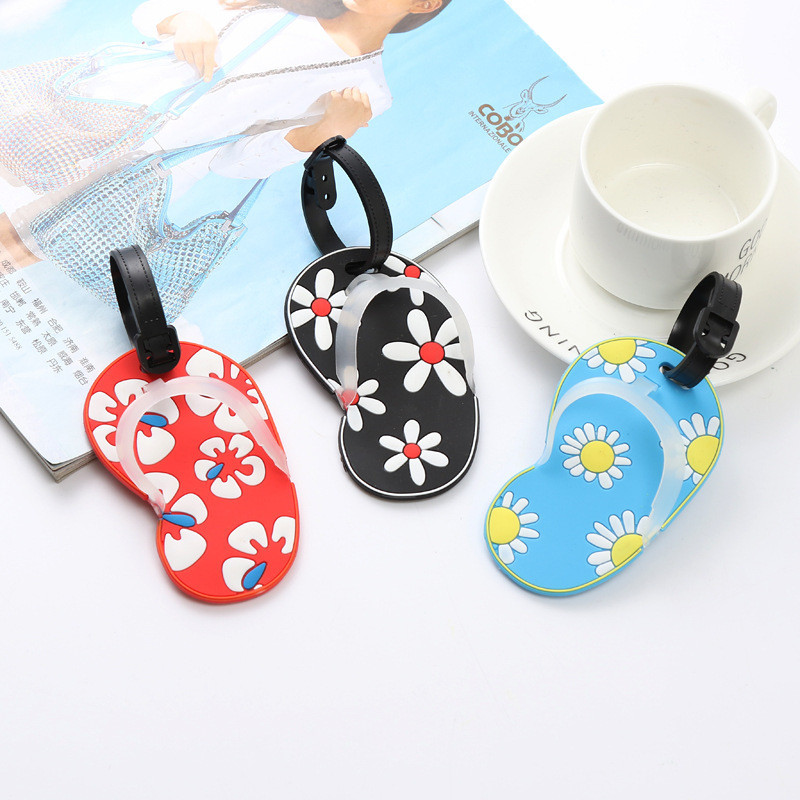 Cartoon Silicone Travel Luggage Tag with Belt Strap Food Grade and Style Card Holder