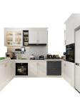 Metal Honey Oak Natural Wood Kitchen Cabinets Ready Made OEM