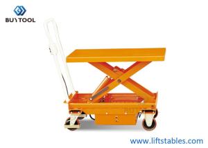 Quality 500kg 1102lbs Mobile Lift Tables Hydraulic Manual Mobile Single Scissor Lift Table Trolley wholesale