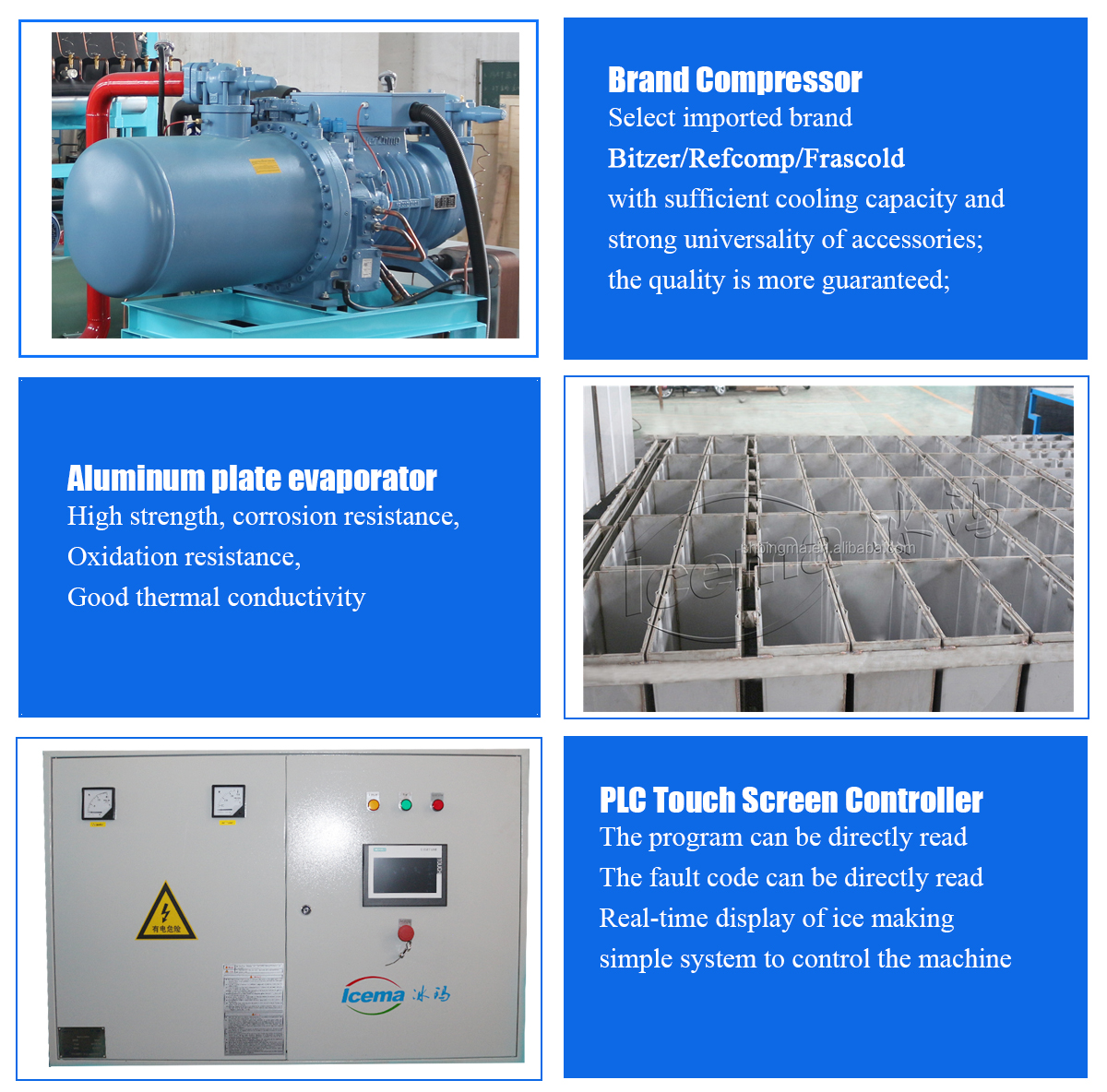 Emerson 3 Ton Directly Cooling ICEMA Containerized Block Ice Plant