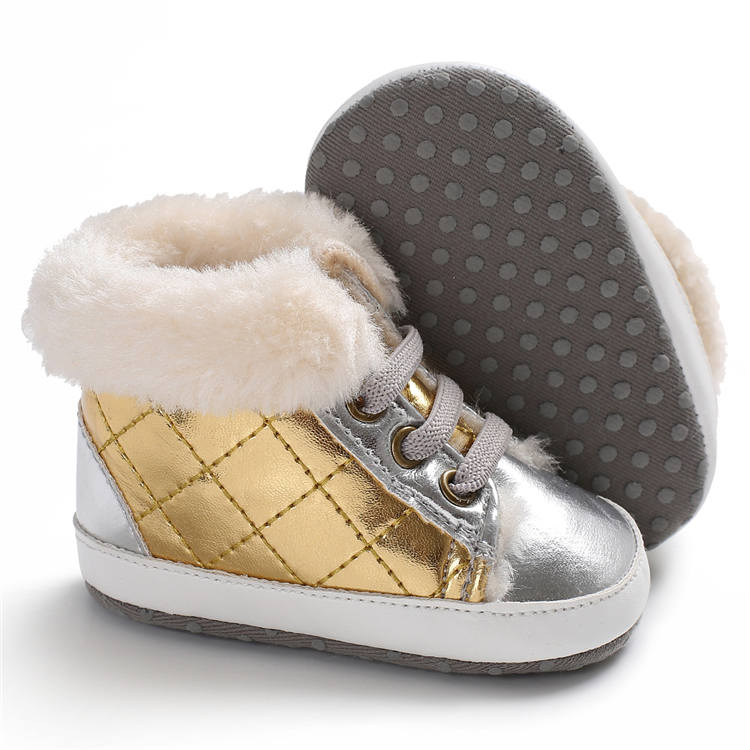 New fashion PU Leather sports Gold 0-2 years boy Outdoor walking baby boots booties