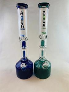 Quality Double Percolator Scientific Glass Water Pipe 14 Inch Hookah Bong Bubbler 5mm wholesale