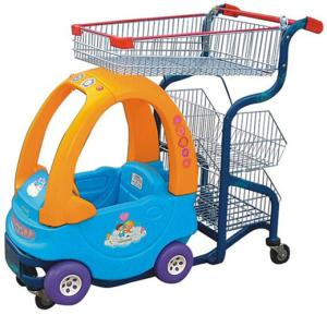 Quality Commercial Cute Kids Play Shopping Trolley Zinc Plated With Baby Car wholesale