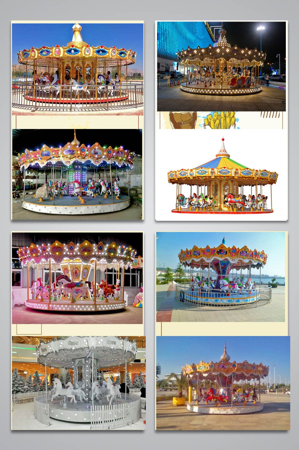 18 Seats Theme Park Carousel Round Kids Carousel Ride One Year Warranty
