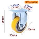 EDL Light Duty 2.5inch 80kg Aluminum Plate Caster by Rigid, Swivel and Brake