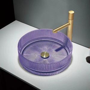 Quality Colorful Crystal Glass Wash Basin Cylindrical Shape Countertop Basin Bowl wholesale