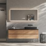 Waterproof Solid Wood Bathroom Vanities with Modern Design Quartz Stone