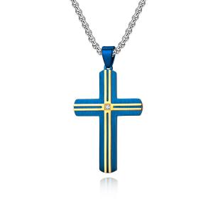 Quality Blue and Gold Metal Prayer Choker for Men Stainless Steel Link Chain Necklaces Fine Jewelry Anniversary Occasion wholesale