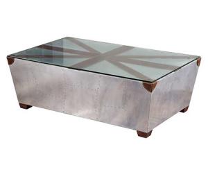 Quality Jack Union Aluminium Aviator Coffee Table Vintage End Table With Glass Surface wholesale