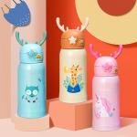 Kids Water Bottle For School With Straw Lid , 16 Oz Stainless Steel Insulated