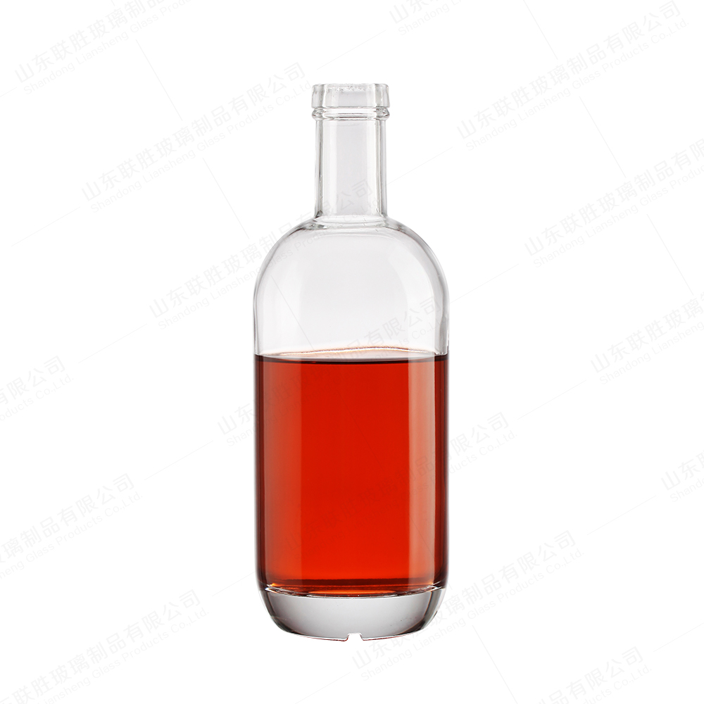 Acceptable Customer's Logo Transparent Boston Round Glass Bottle 700ml 750ml 1000ml