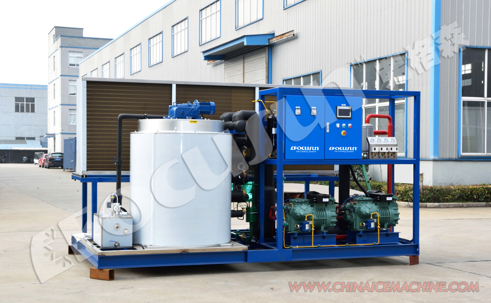 FOCUSUN 20 tons Flake Ice Making Machine for Large Ice Storage Capacity of 15000kg