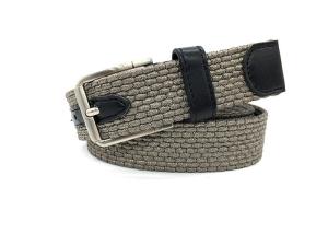 Quality Single Prong Buckle Elastic Woven Fabric Braided Belt Combine With PU Leather For Unisex Junior wholesale