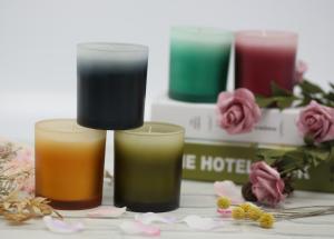 Quality Colorful Decorative Scented Candles / Two Wick Scented Candles Frosted Glass Jar wholesale