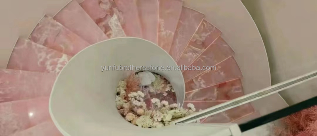 Natural Stone Backlit Pink Onyx Translucent Stone Slab for Modern Table and Batutub
