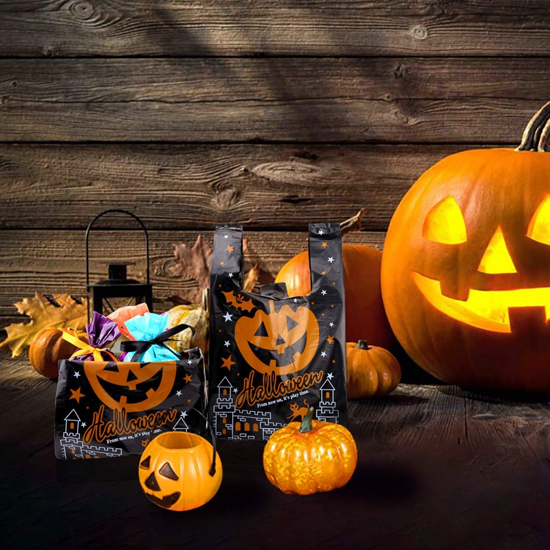 Gravure Printing PE PP Halloween Pumpkin Bags 30 Micron For Candy