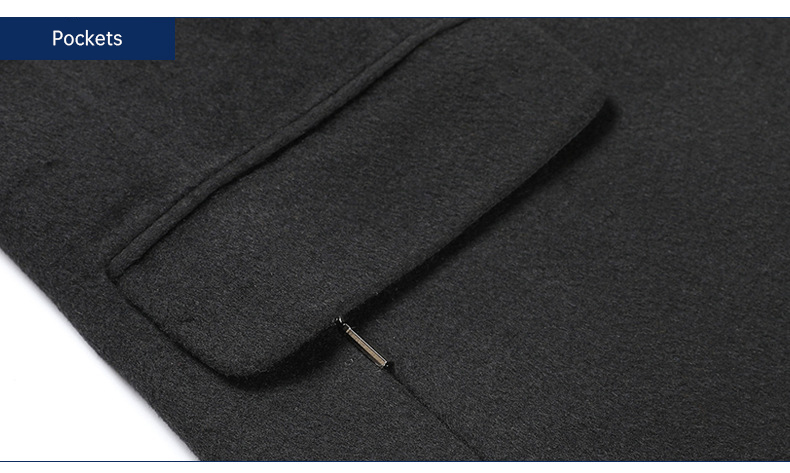 Regular Men's Woolen Coat Winter Solid Color Single-breasted Pocket Camel Male Long Trench Coat Mens Overcoat