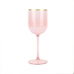 15.5oz Reusable Wine Cup With Gold Rim Shatterproof Plastic Wine Goblets