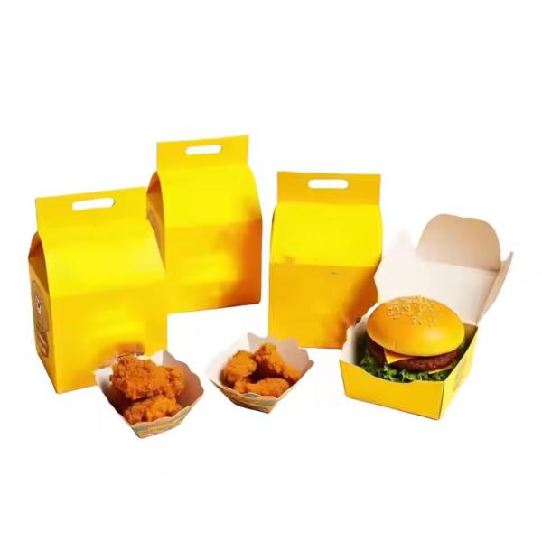 Custom Logo Eco-friendly Recyclable Disposable Kraft Paper Burger Box for Fast
