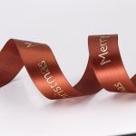 Fancy Brown Gift Wrap Ribbon , Words Patterned Wired Christmas Ribbon
