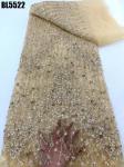 Latest fashionable aso ebi beaded lace wedding dress with shiny beaded French