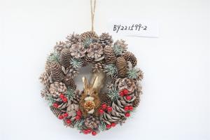 Quality Wholesale Artificial Christmas Door Decoration Supplies Nature Pine Cone Large Christmas Wreath Garland Decor wholesale