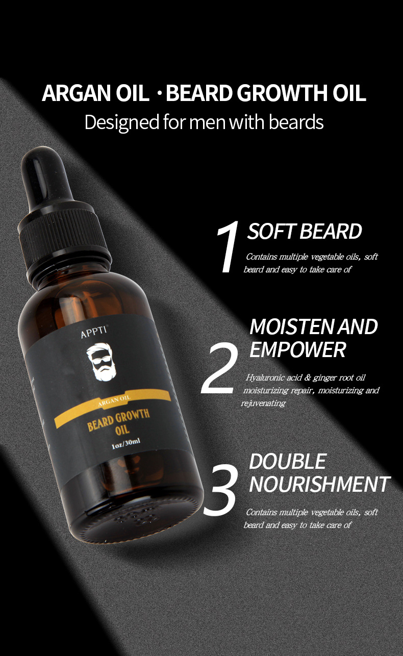 Men's Personal Care Organic Argan Oil For Beard Growth With Roller