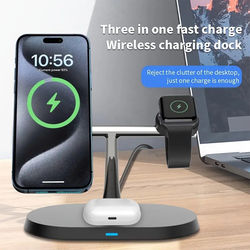 3-in-1 Wireless Charger For Apple Watch Earphone And Phone