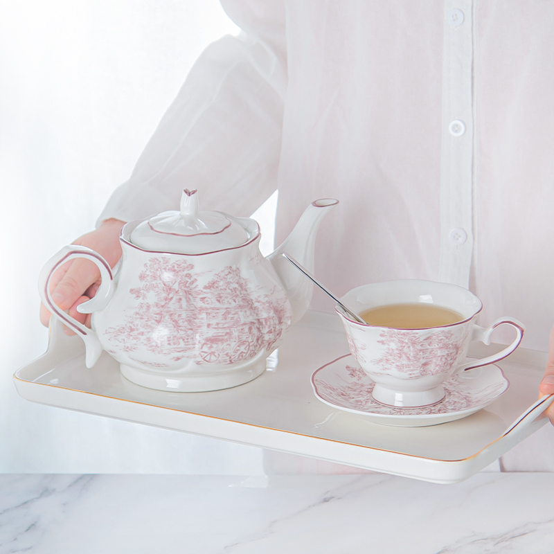 Spring Festival Ceramic Tea Cup And Saucer Set For Traditional Chinese Tea Ceremony