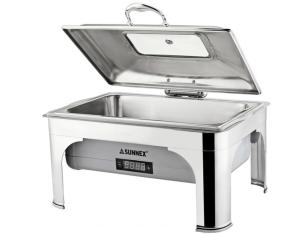 Quality Large Stainless Steel Cookwares , Digital Display Electric Chafing Dish With Windowed Lid wholesale