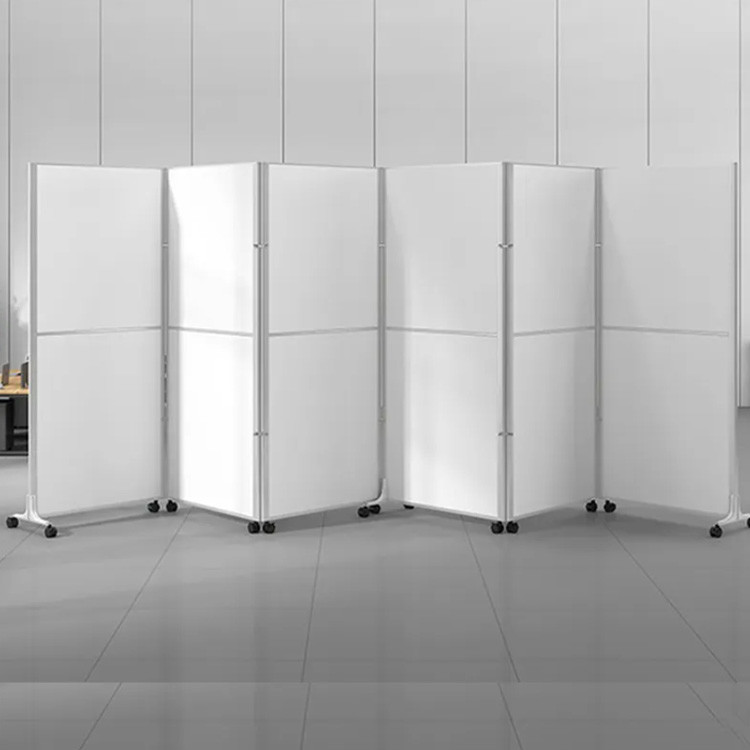 White Portable Office Room Divider Folding Office Space Dividers On Wheels