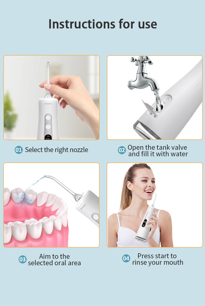 Oral Irrigator Dental Care 350ml Tank Rechargeable USB LED Display Electric Portable Water Flosser