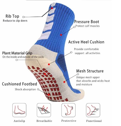 Custom Performance Standard Thickness Non-Slip Athletic Soccer Grip Socks for Men