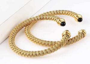 Quality Cable spring bracelet Stainless Steel agate bead open bracelet irregular thread spot jewelry 18K gold accessories wholesale