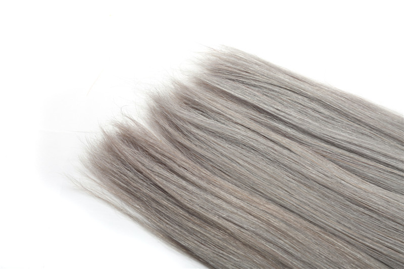 12-24 Inches Sliver With Black Roots Straight Hair Virgin Brazilian Human Hair Extension