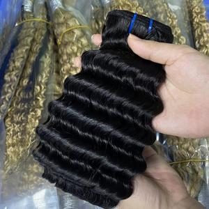 Quality Raw Human Hair Deep Wave Virgin Brazilian Hair Bundles wholesale
