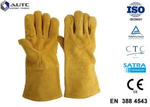 Quality Leather Heat Resistant PPE Safety Gloves Soft High Dexterity For Welding Oven Fireplace wholesale
