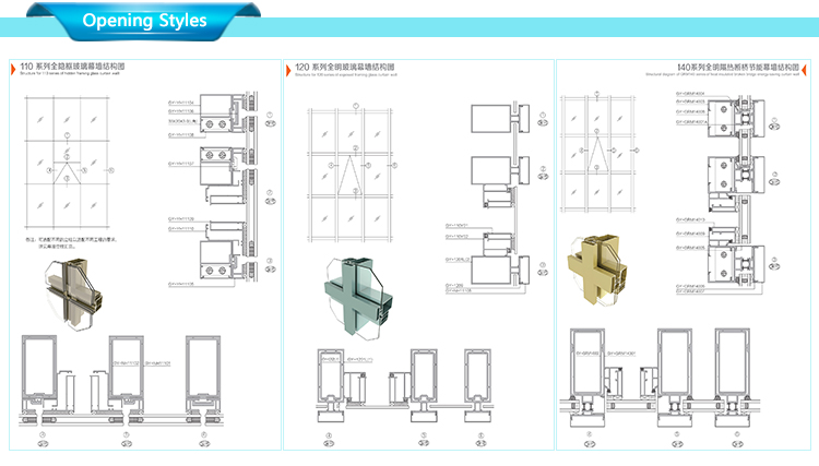 Skyscraper Glass Expose Frame Aluminum Curtain Wall, Structure Glass Curtain Wall With Aluminum