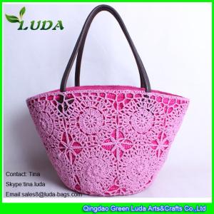 Quality LUDA pink straw handbags crochet pattern deco wheat fashion straw bags wholesale