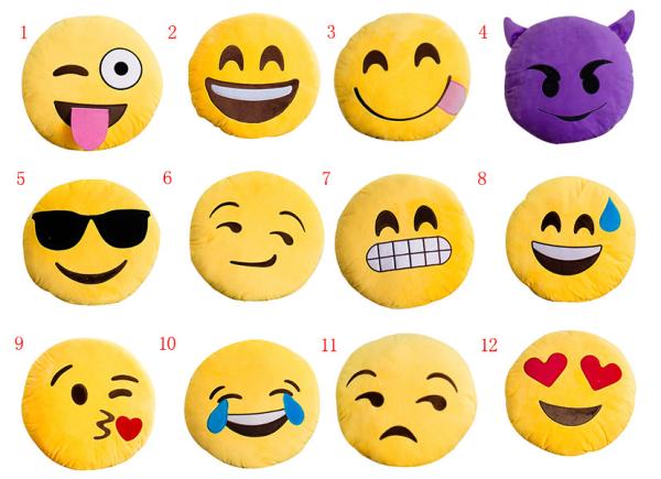 Hot sale plush products Emojis , Emoji toys, Emoji pillow,8-15inch round emojis,