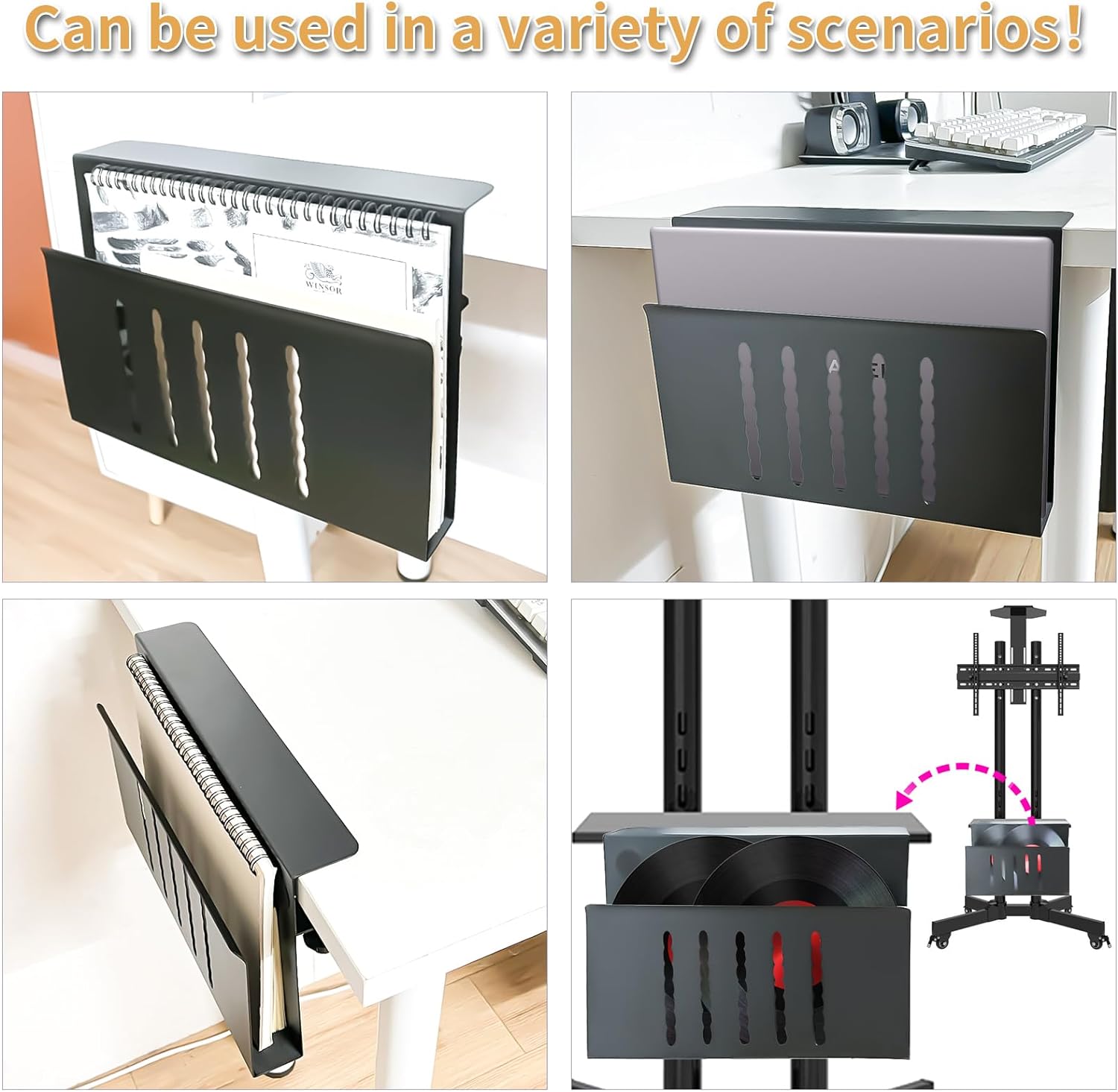 Customized Logo Print No Drill Hanging Clamp On Side Desk Organizer for File Storage