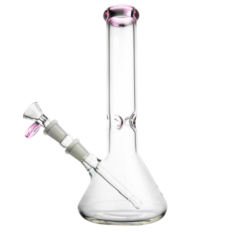 10 Inch Pyrex Glass Water Bongs , 14mm Joint Bottom Beaker Bongs For Weed Dry Herb