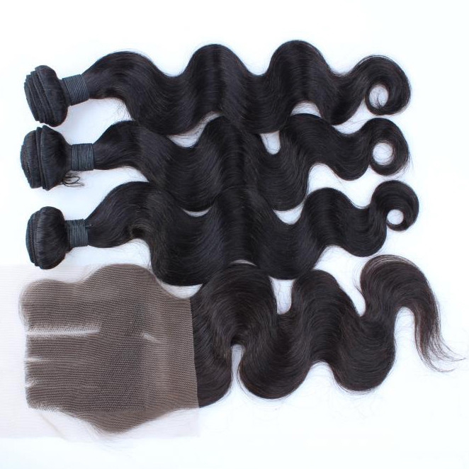 Virgin Brazilian Human Hair Lace Closure With Bundles Unprocessed 4x4 Lace Closure