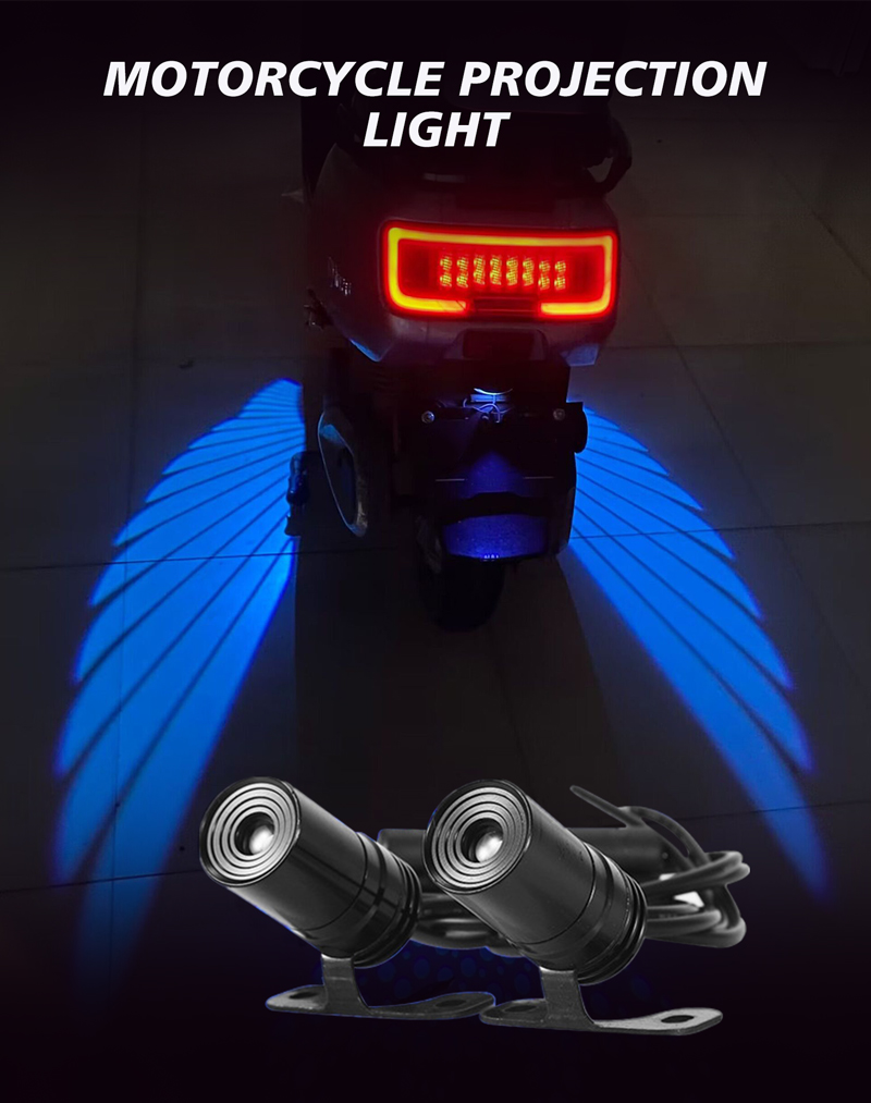 Cool Angel Wing Blue White Red Color Motorcycle Projector Lights