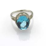 Fashion Jewelry 925 Silver Ring 9mmx11mm Blue Topaz CZ Diamonds Ring (R236)