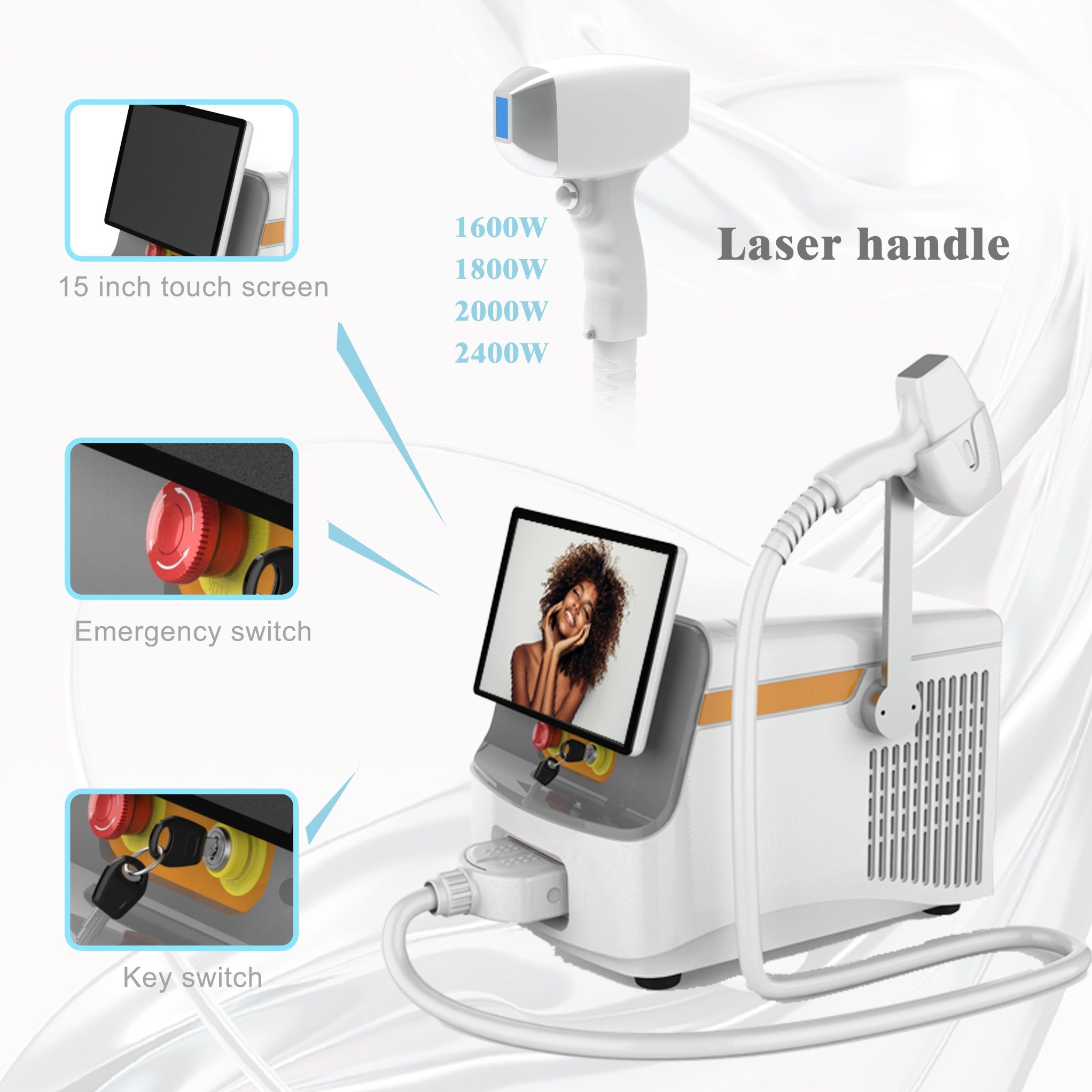3 Wavelength 808nm 755nm 1064nm Diode Laser Hair Removal Device with Ice Titanium
