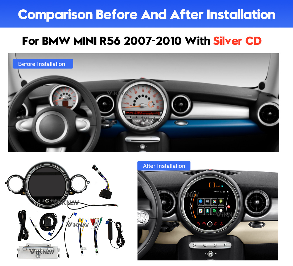 2 Din Android stereo For 2007-2014 Mini Cooper R56 R60 wireless carplay