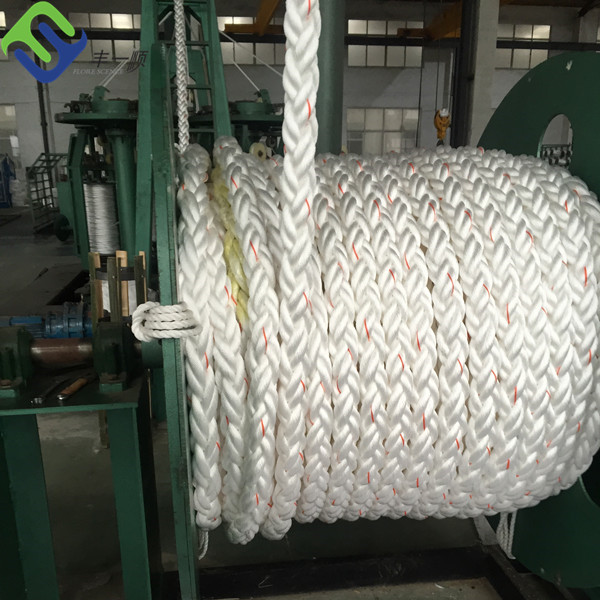 White Polyester Marine 8 Strand Mooring Rope Abrasion Resistant