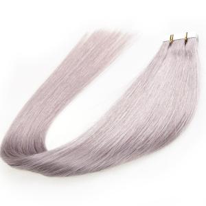 Quality Brazilian Virgin Glue PU Tape Hair Extensions For Thin Hair , Grey Color wholesale