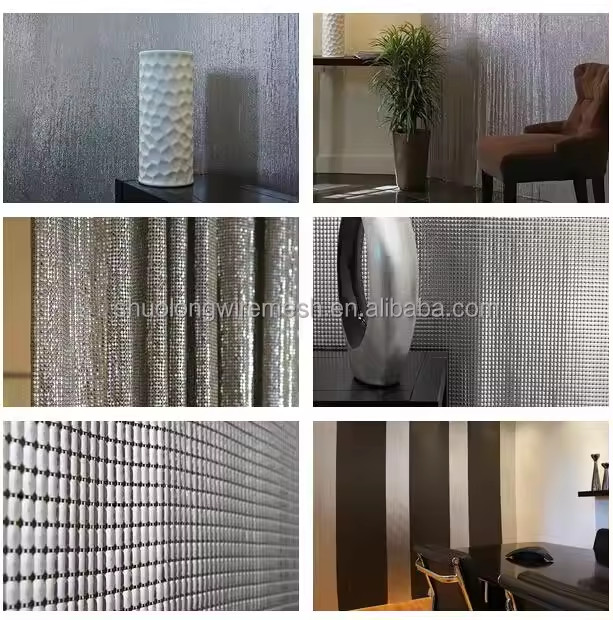 2-6mm Silver Metallic Stainless Steel Decorative Wire Mesh Grilles For Modern Cabinet Doors